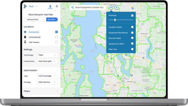 Arrow redesigned network planning map and project details