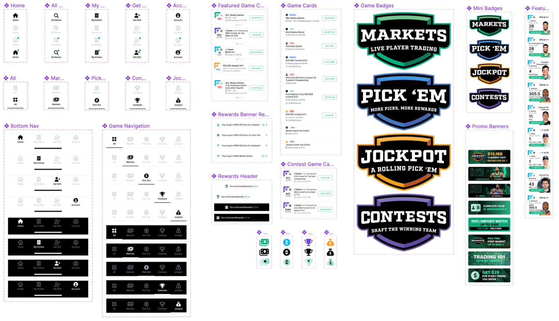 Jock MKT navigation, game-card, badge, and promotion components