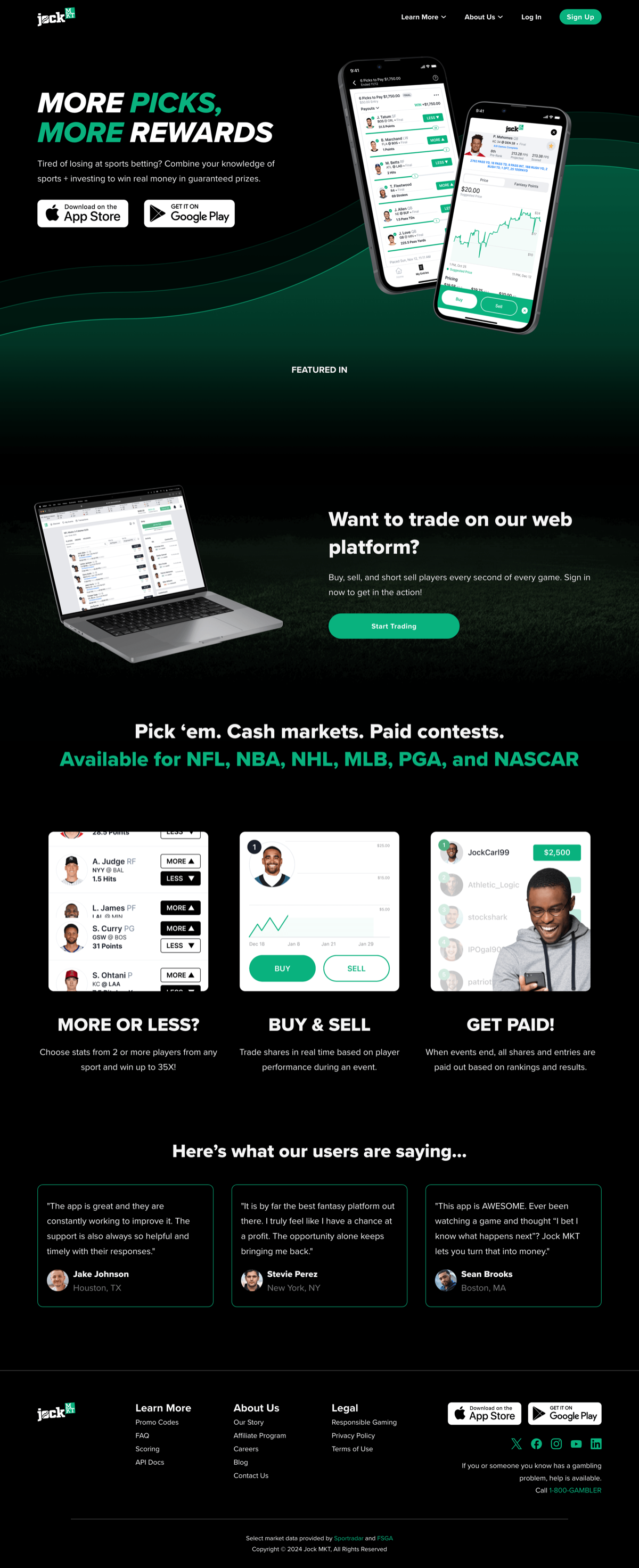 Jock MKT marketing landing page