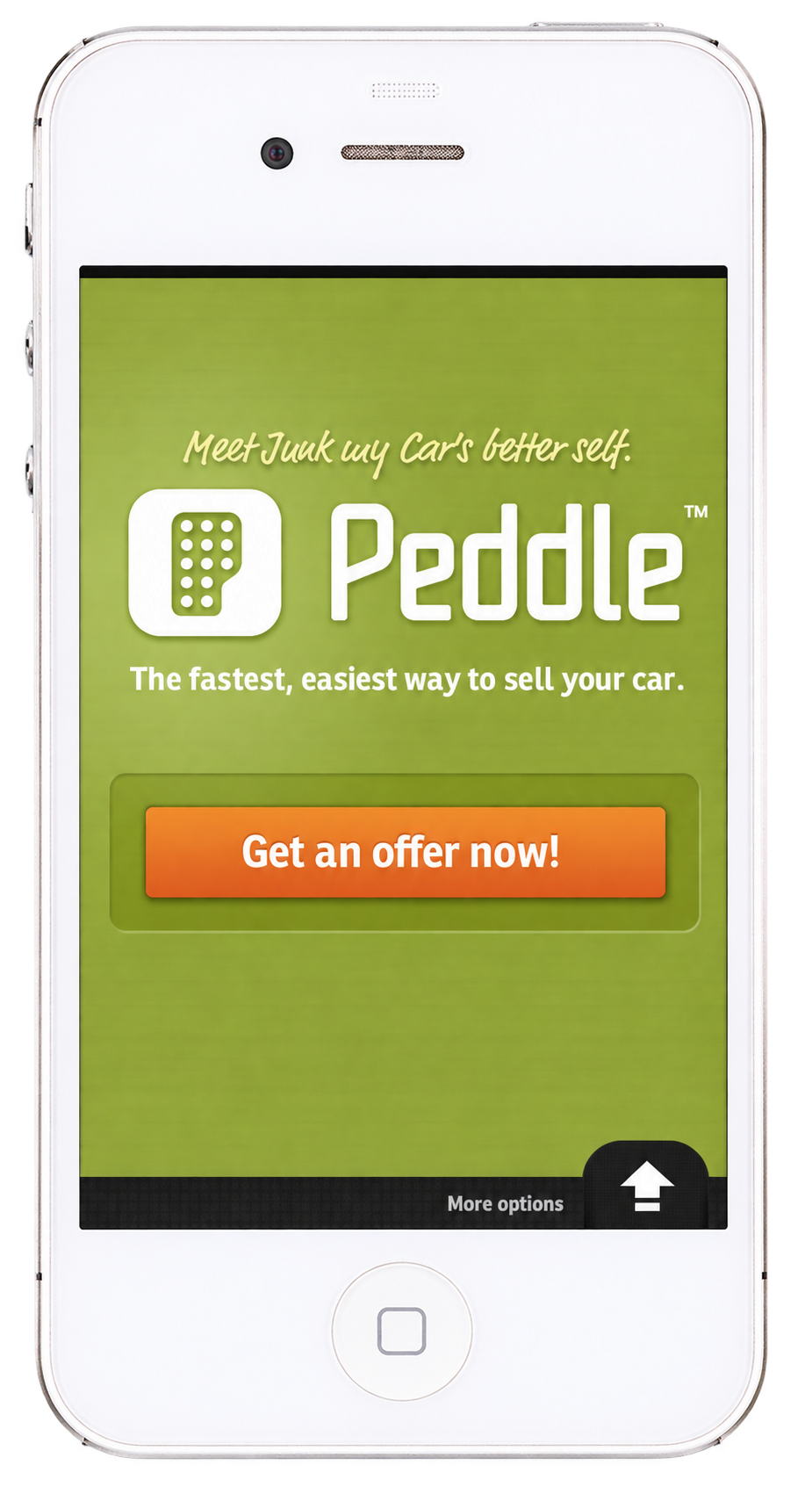 Peddle mobile car-selling experience displayed on an iPhone