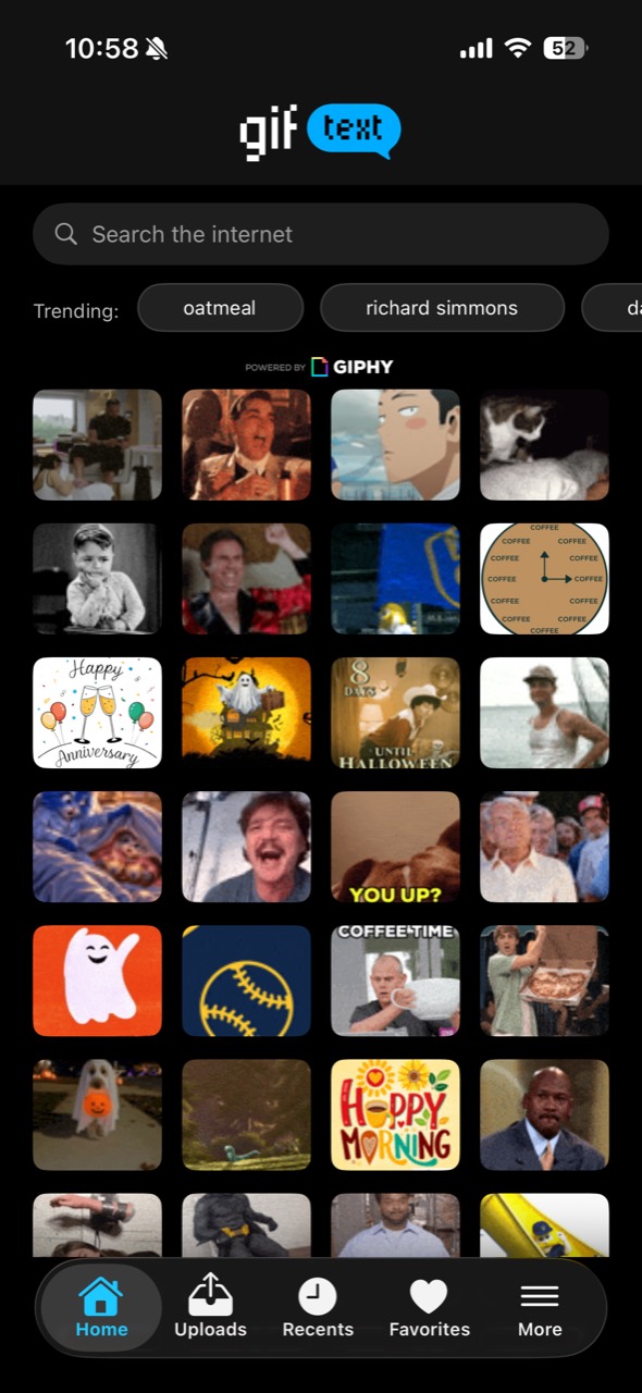 gif text search screen