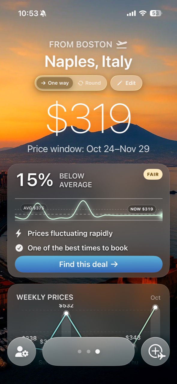 Jetstream flight deal screen