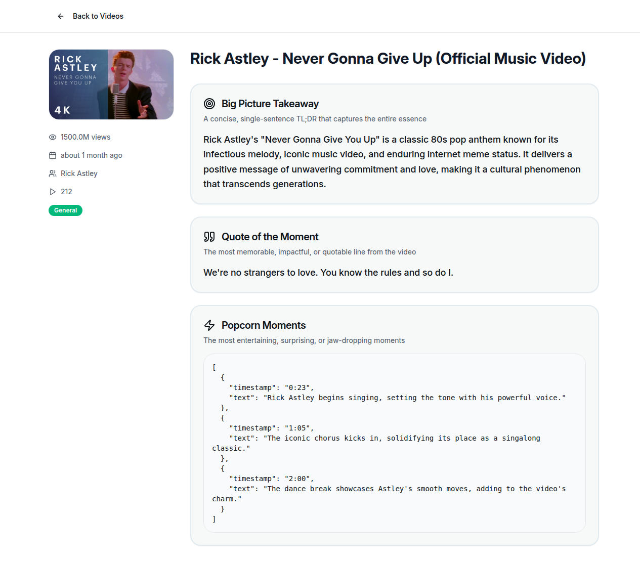 SkipYou structured video summary with key takeaways and memorable moments