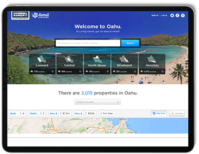 Vast real-estate discovery experience displayed on a tablet