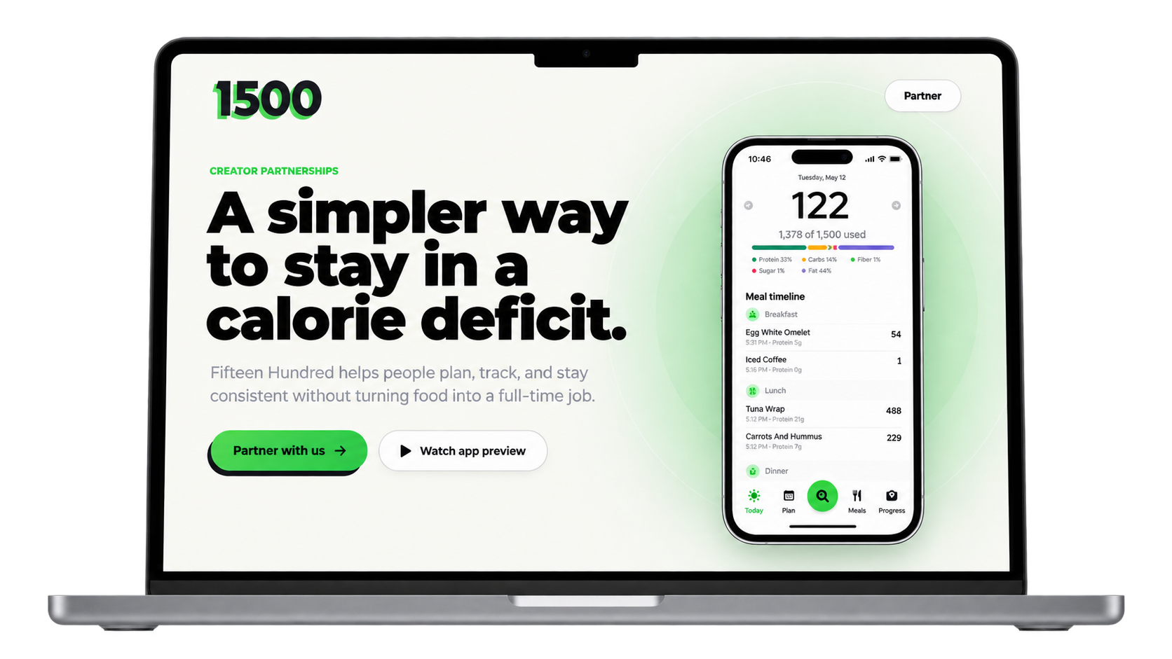 Fifteen Hundred website displayed on a MacBook