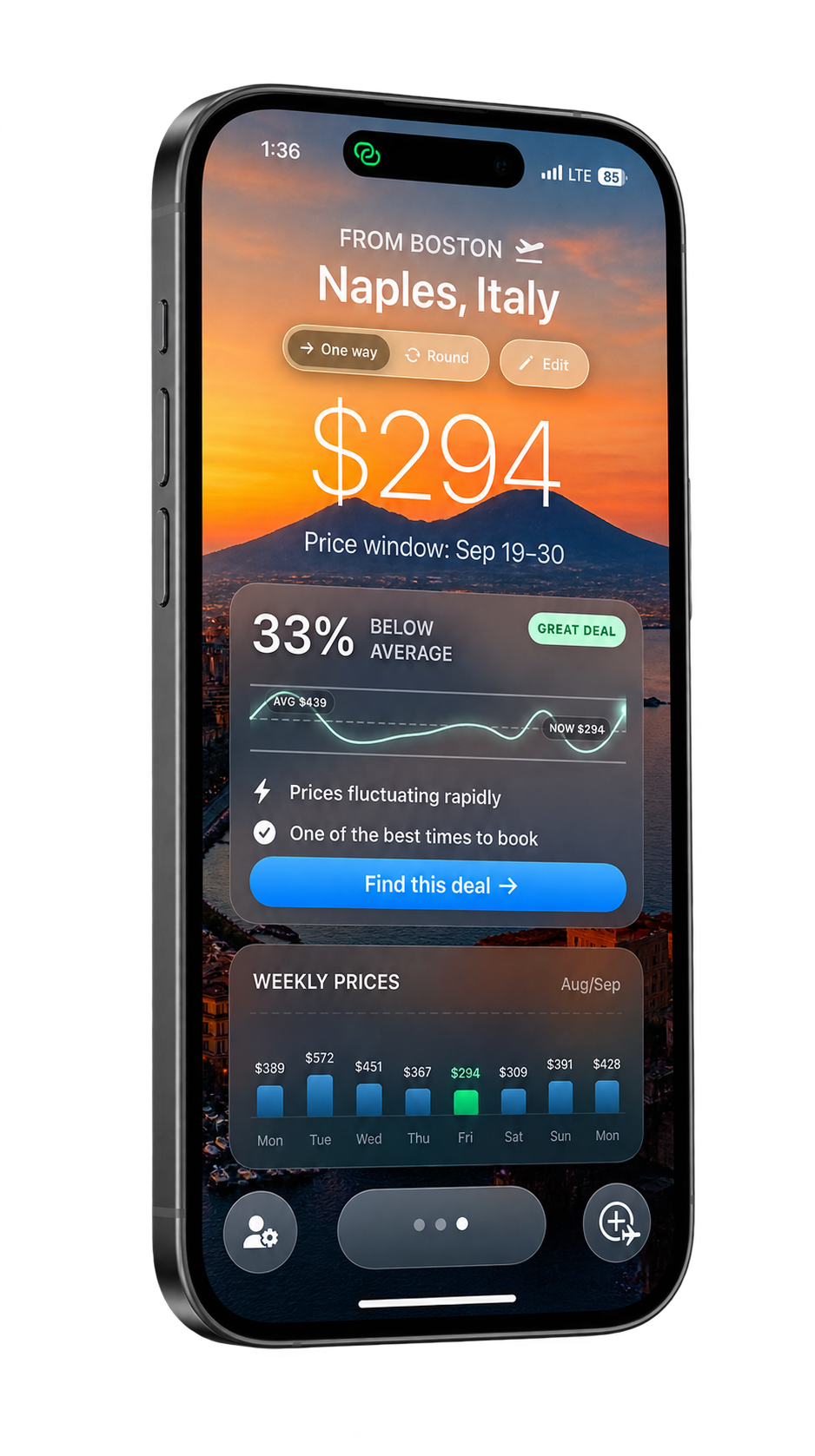 Jetstream app displayed on an iPhone